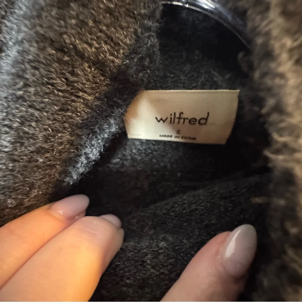 ARITZIA‎ WILFRED Lorin Tie Alpaca Blend Charcoal Turtleneck Sweater Sz Small